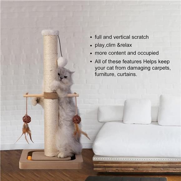 Cat Scratching Post Premium Sisal Toll Scratch Post withTracking Interactive Toy - Picture 4 of 7